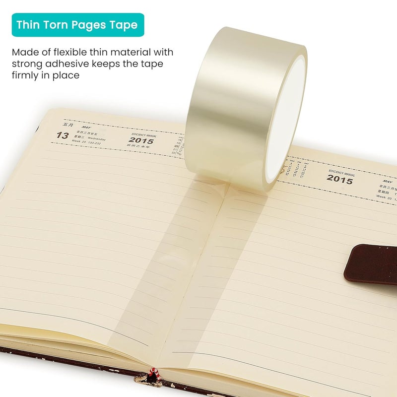 SICCOMA Clear Book Repair Tape for Torn Pages 2 Inch x 108 Feet Archival Safe Thin Clear Bookbinding Tape for Books, Scrapbooking and Documents, Transparent, Thin Thickness, No Residue - Image 5